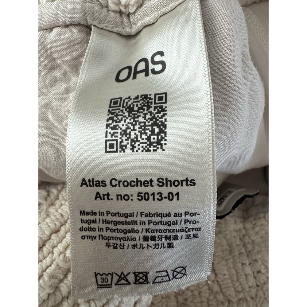 OAS Atlas Cuba Crochet Shirt Shorts Set XS Cream Resort Cabana Beach Camp Unisex - Picture 8 of 13